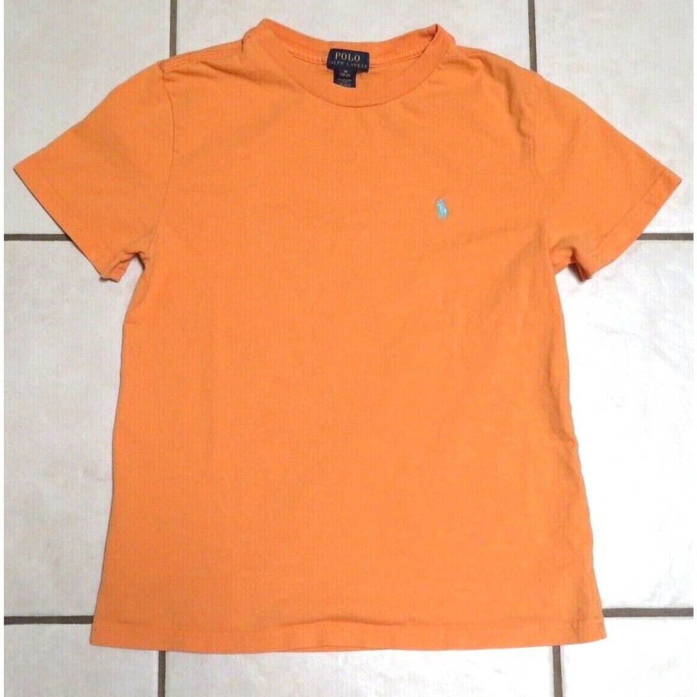 Polo Ralph Lauren Youth M 10-12 Short Sleeve Crewneck T Shirt Orange Pony
